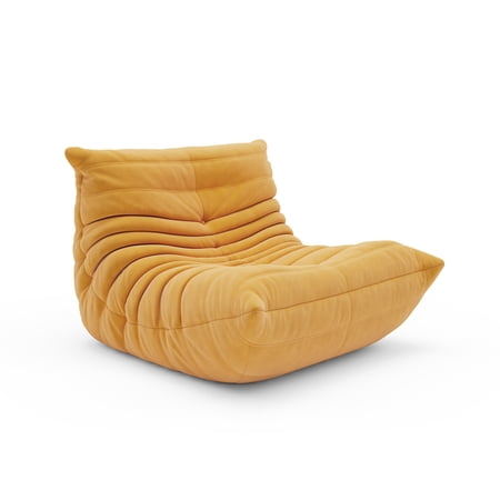 Armless Bean Bag Chair, Comfortable Back Support Comfy Chair for Reading Game Meditating,Suede Orange