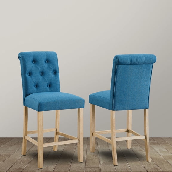 Armless, Button Tufted Wood Stools / Useful in Kitchen Settings