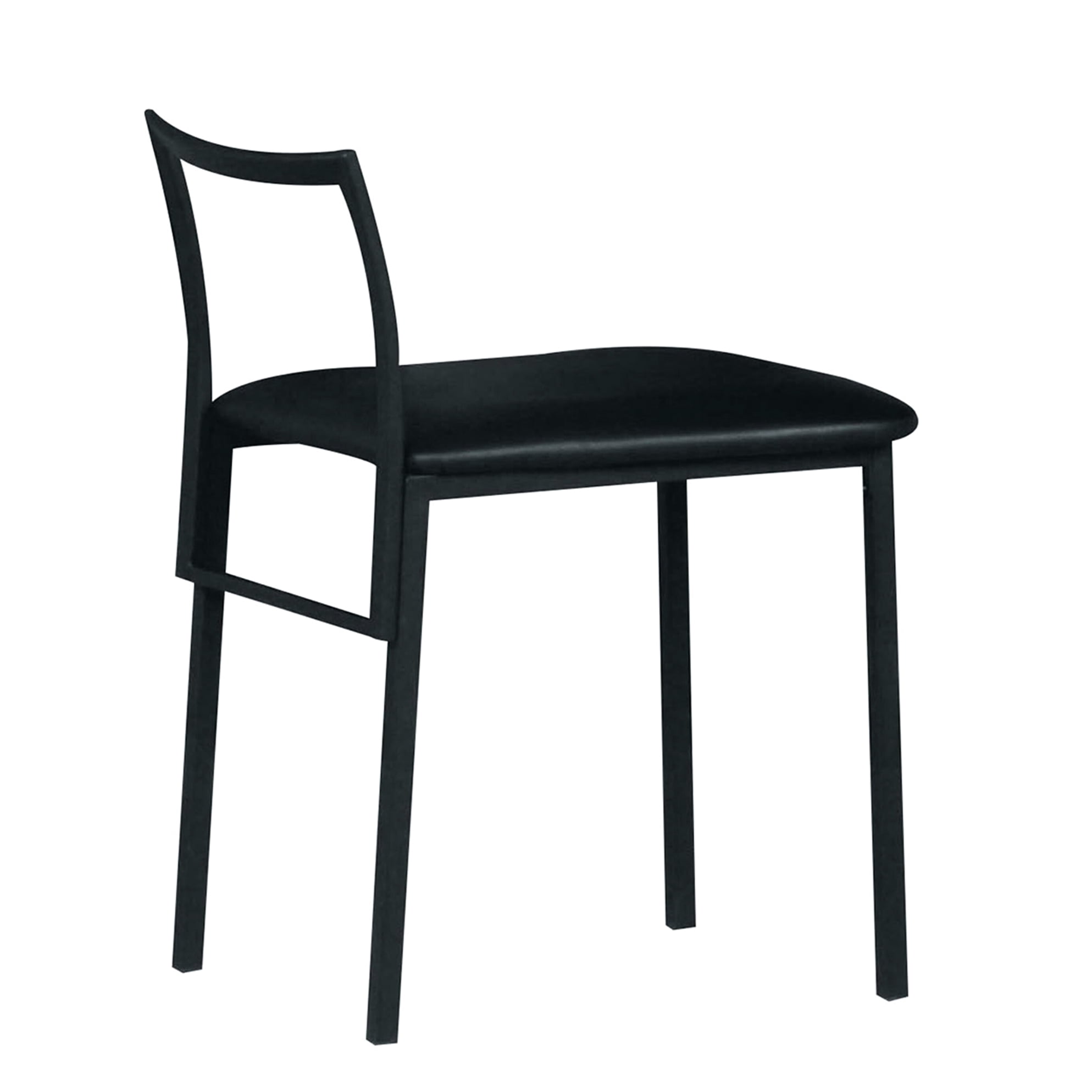 Armless Chair With Black Metal Frame And Padded Pu Seat Cushion, 220lbs ...