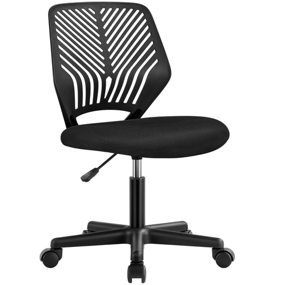 Armless Chair Ergonomic Mesh Computer Desk Chair, Mid Back Swivel Chair with Wheels Adjustable Height Study Chair for Home Office Small Spaces Dorm Room, Black
