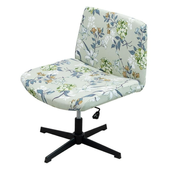 Armless Chair Slipcover Armless Office Desk Chair Cover Knitted Jacquard Modern Vanity Chair Cover Wide Seat Computer Task Chair Cover Mid Back Accent Chair Cover