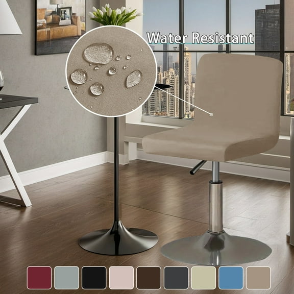 Armless Chair Slipcover, Stretch Jacquard Cross Legged Office Desk Chair Cover, Mid Back Wide Seat Accent Chair Protector Covers for Computer Task Vanity Chairs