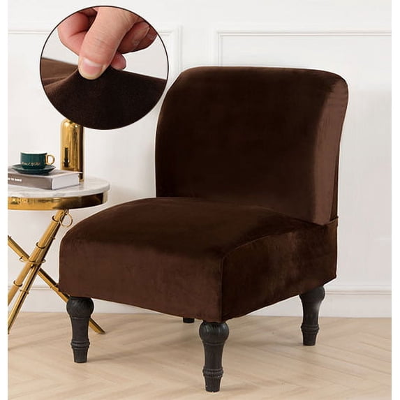 Armless Chair Slipcover Stretch, Velvet Spandex Slipper Chair Covers Accent Chair Cover Armchair Covers Furniture Protector Covers Removable Washable for Home Hotel Living Room