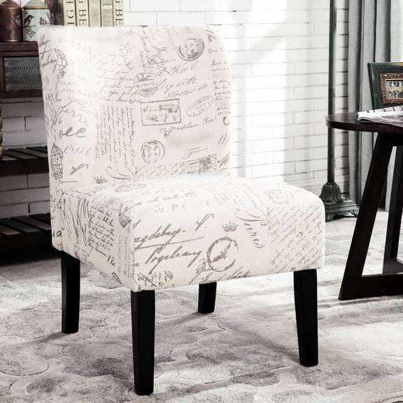 Armless Chair with English Print / Removable Legs for Easy Storage