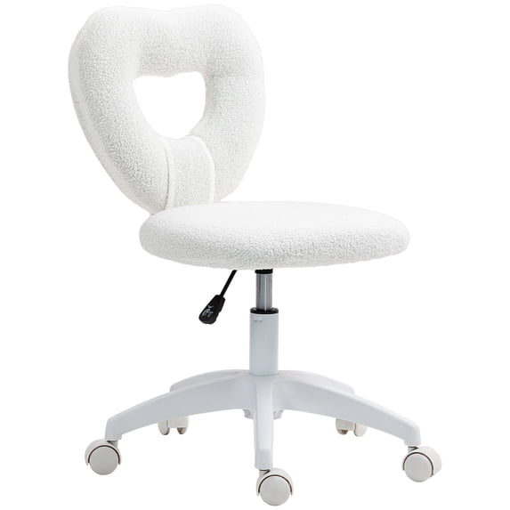 Armless Computer Desk Chair, Office Task Chair, Teddy Fleece Heart ...