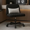 thumbnail image 1 of Armless Criss Cross Chair Comfy Home Office Chair with Wheels Home Office Desk Chair Computer Chair Vanity Chair for Makeup Room, Living Room Chairs (Shell Shape+ Wheels, Black), 1 of 7