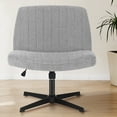 thumbnail image 1 of Armless Criss Cross Legged Office Chair, Desk Chair No Wheels, Fabric, Gray, 1 of 6