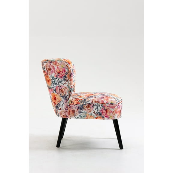 Armless Curved Back Accent Chair Side Chair SET OF 2 FLORAL Floral