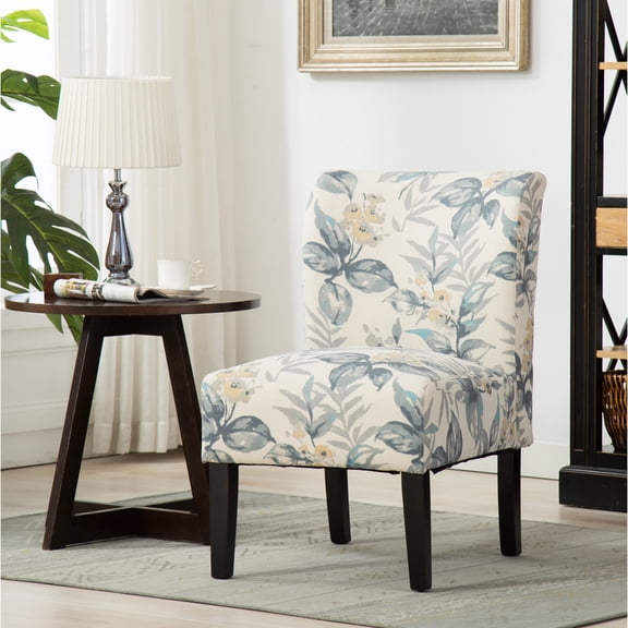 Armless Design, Blue Leaves Pattern | Fits Different Spaces, Tight Seat Construction | Long - lasting Frame Tested for Home Use