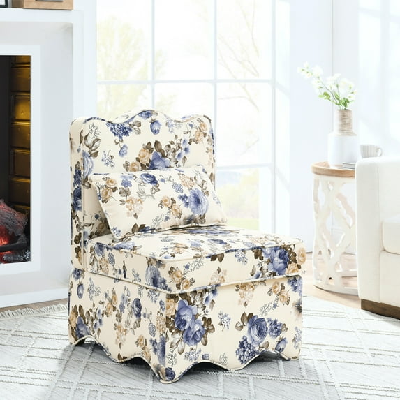 Armless Design & Floral Beauty - Stylish Dining Chair