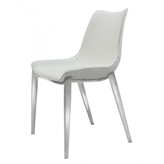Armless Design Leatherette Dining Chair with Plastic Glider, Set of 2, White