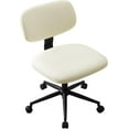 thumbnail image 1 of Armless Desk Chair 20" Wide, Home Office Chairs No Arms with Wheels, Leather Upholstered Cute Vanity Chair with Back Swivel Rolling for Bedroom Makeup Study Small Spaces, PU Cream Beige, 1 of 18