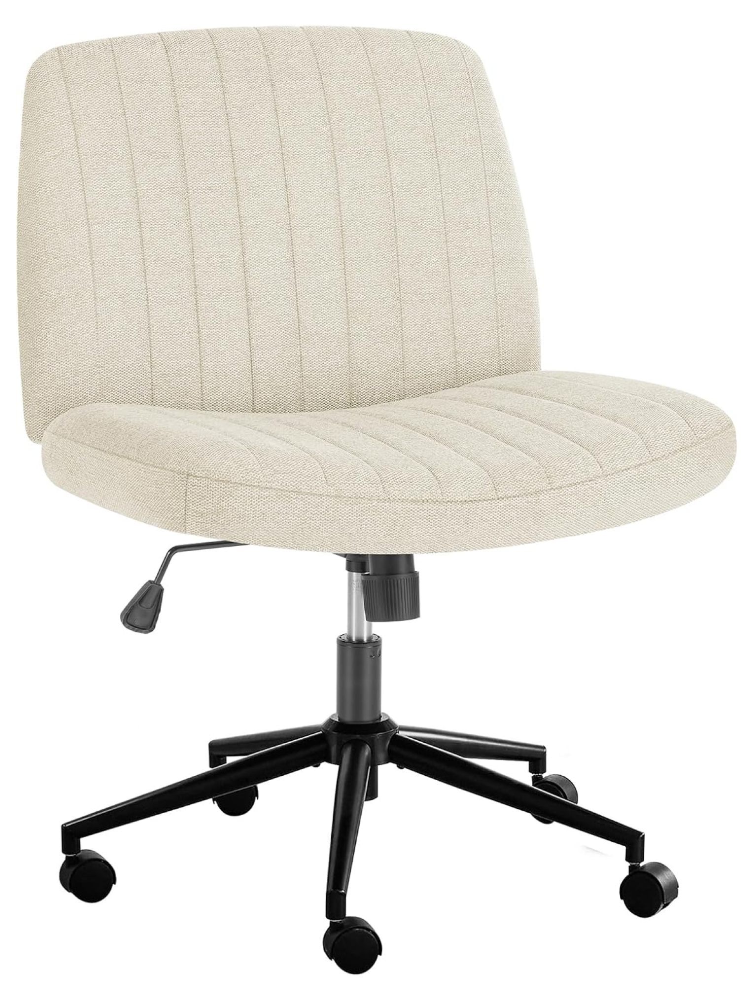 Armless Desk Chair, Criss Cross Chair with Wheels, Fabric Padded Desk Chair, Modern Swivel ...
