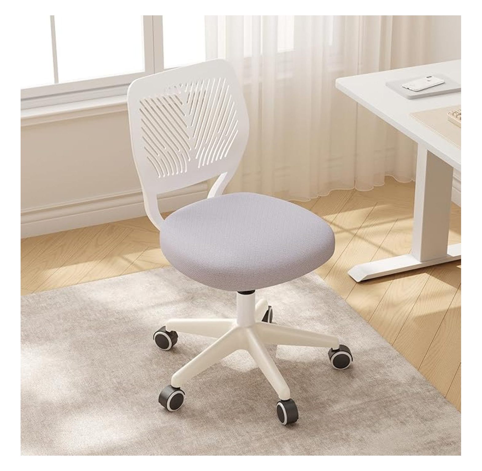 Armless Desk Chair - Height Adjustable Swivel Office Chair - Mesh Task ...