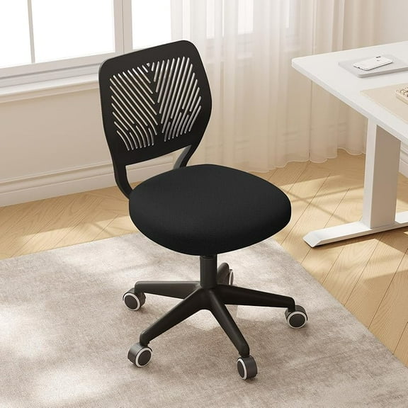 Armless Desk Chair, Height Adjustable Swivel Office Rolling Task Chairs with Soft Mesh Padded Cushion, Ergonomic Small Study Computer Chair for Girls Boys Teens