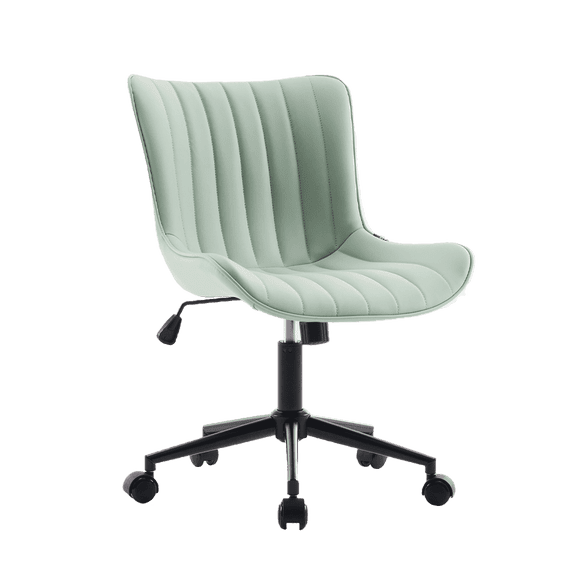 Kidol & Shellder Armless Desk Chair, Soft Faux Leather Swivel Office Task Chair, Mint Green