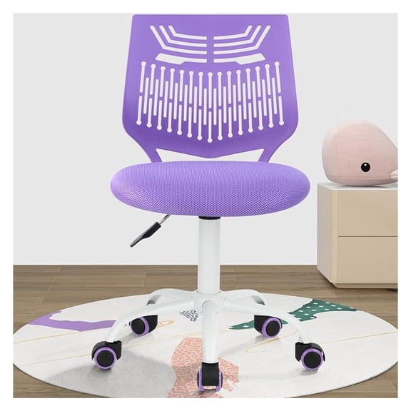 Armless Desk Chair for Kids & Teens - Mesh Padded Swivel Task Chair - Rolling Computer Study Chair for Home Office - Student Homework Chair