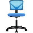 thumbnail image 1 of Armless Desk Chairs, Ergonomic Low Back Computer Chair No Arms, Adjustable Rolling Mesh Task Work Swivel Chairs with Wheels Work Vanity Chair for Small Spaces Home Bedroom Study, Blue, 1 of 14