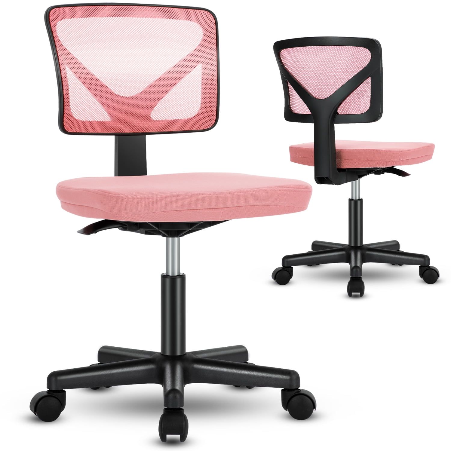DUMOS Armless Home Office Desk Chair -Small Ergonomic With Low Back