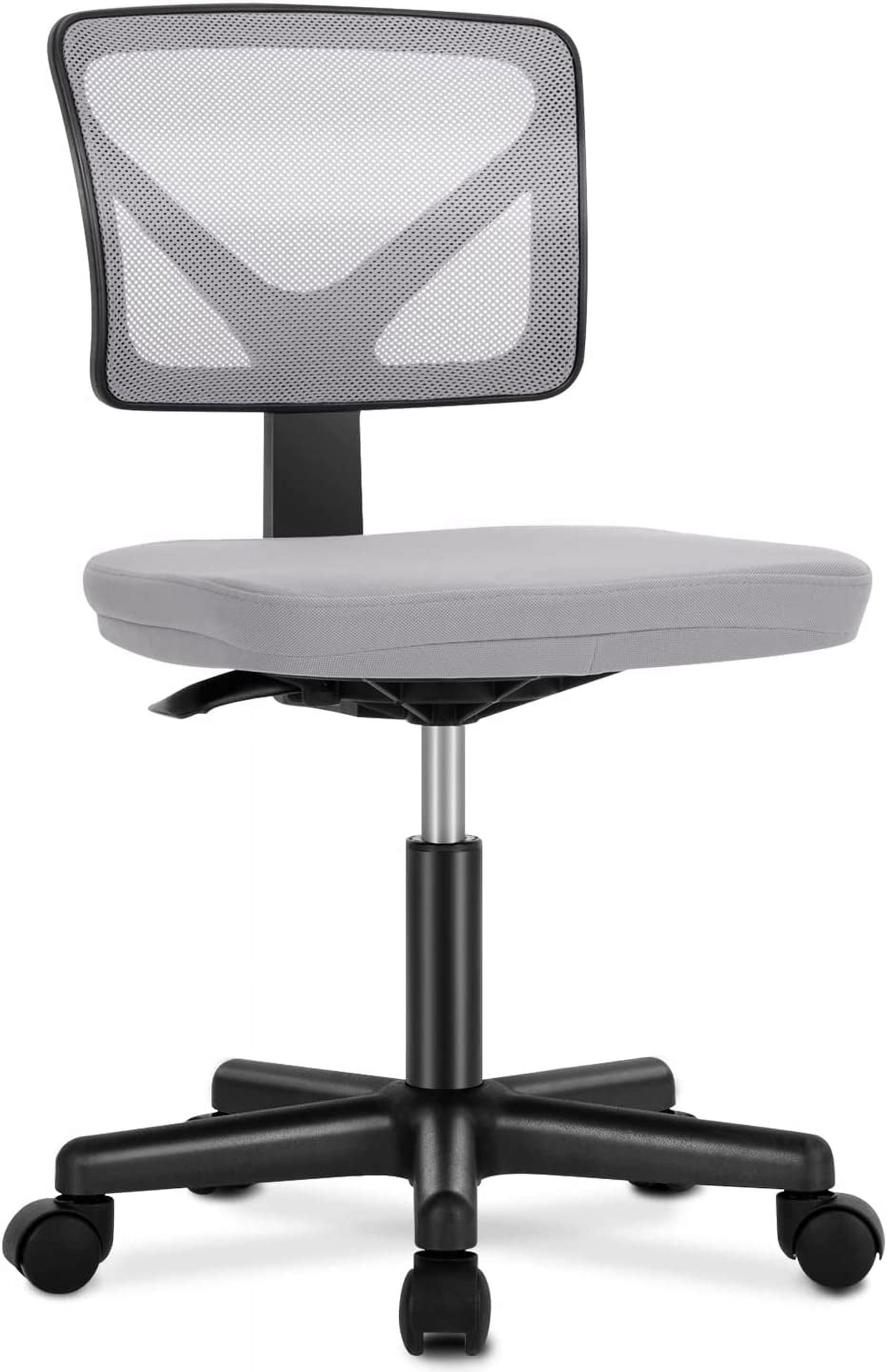 Gray Mesh Armless Swivel Task Chair with Metal Base