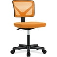 thumbnail image 1 of Armless Desk Wheels Cute Home Office Arms, Ergonomic Adjustable Swivel Rolling Task, Comfy Mesh Mid Back Computer Work Vanity Chair for Small Spaces, Orange, 1 of 16