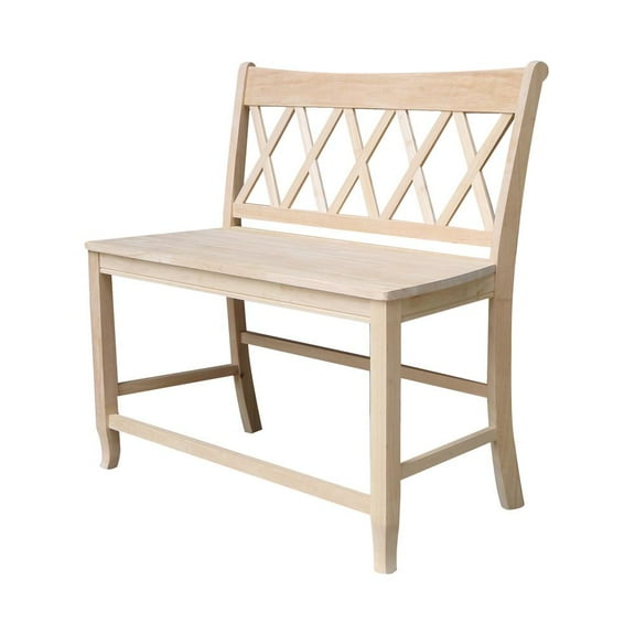 Armless Double X-Back Natural Solid Wood Bench with a Seat Height of 24"