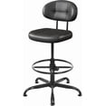 thumbnail image 1 of Armless Drafting Chair, Tall Office Chair no Wheels with Footrest Ring for Standing Desk, Small Faux Leather Executive Vanity Chair with Adjustable Height for Bar Counter Desk Black, 1 of 11
