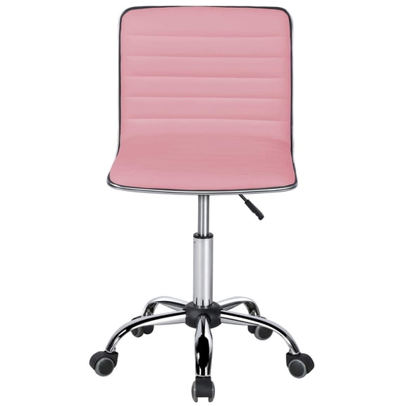 Ergonomic Low Back Ribbed Office Chair,Adjustable Swivel Task Chair with Lumbar Support for Women Home Office,Armless Pink Chair for Small Space,Pink
