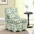 thumbnail image 1 of Armless Floral Upholstered Dining Chair with Soft Cushion and Removable Pillow for Small Spaces, Accent Chair for Kitchen Living Room Bedroom, Green, 1 of 7