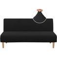 thumbnail image 1 of Armless Futon Cover Stretch Sofa Bed Slipcover Protector Elastic Feature Rich Textured High Spandex Small Checks Jacquard Fabric Futon Cover, Machine Washable, Black, 1 of 6
