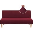 thumbnail image 1 of Armless Futon Cover Stretch Sofa Bed Slipcover Protector Elastic Feature Rich Textured High Spandex Small Checks Jacquard Fabric Futon Cover, Machine Washable, Burgundy, 1 of 6