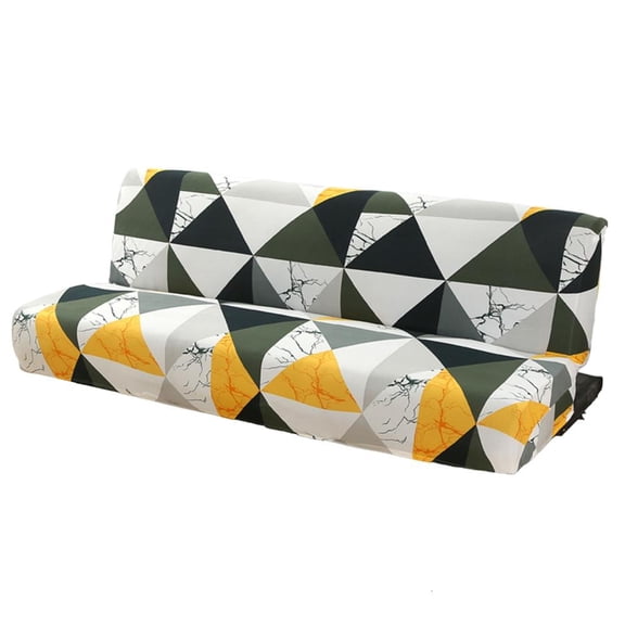 Armless Futon Slipcovers Stretch Folding Sofa Bed Cover with Elastic Bottom, Printed Couch Cover