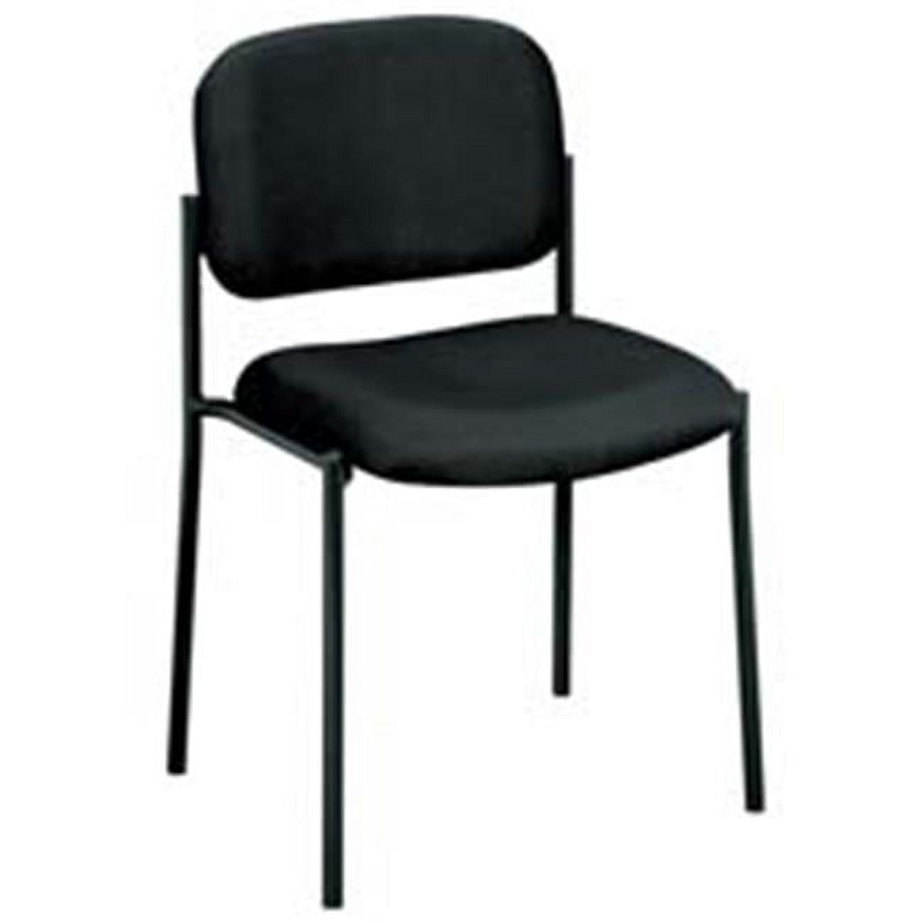 Contemporary Black Fabric and Metal Stacking Guest Chair