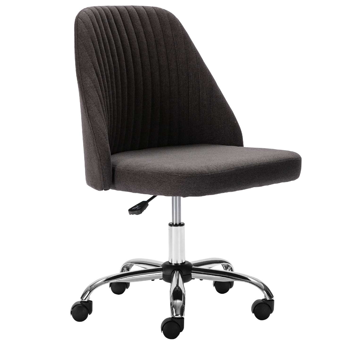 Armless Home Office Desk Chair, Adjustable Swivel Fabric Task Chair ...