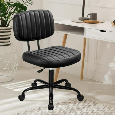 Armless Desk Chair, Small Adjustable Height Computer Task Chair with Lumbar Support and 360° Swivel Casters, Suitable for Small Spaces, Kids and Adults