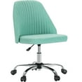 thumbnail image 1 of Armless Home Office Desk Chair with Wheels, Mid Back Fabric Upholstered Chair, Adjustable Swivel Task Computer Chair for Bedroom, Vanity and Small Spaces, Green, 1 of 8