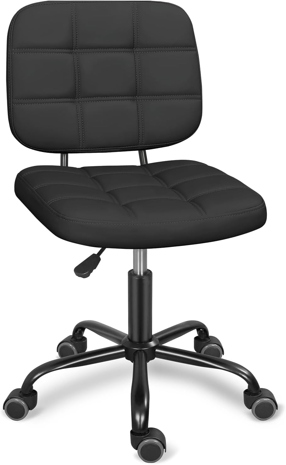 Black Armless Leather Swivel Drafting Office Chair