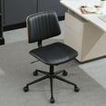 Armless Home Office Desk Chair with Wheels Modern Walnut Small Desk