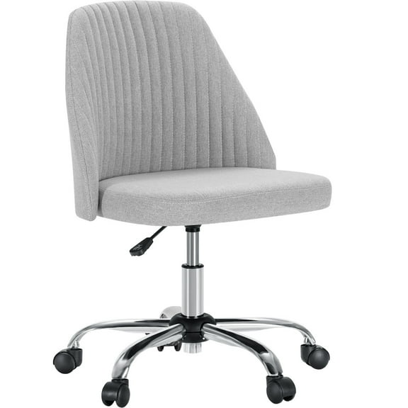 Armless Home Office  Desk Chair with Wheels Adjustable Swivel Task Computer Vanity Chair for Small Spaces