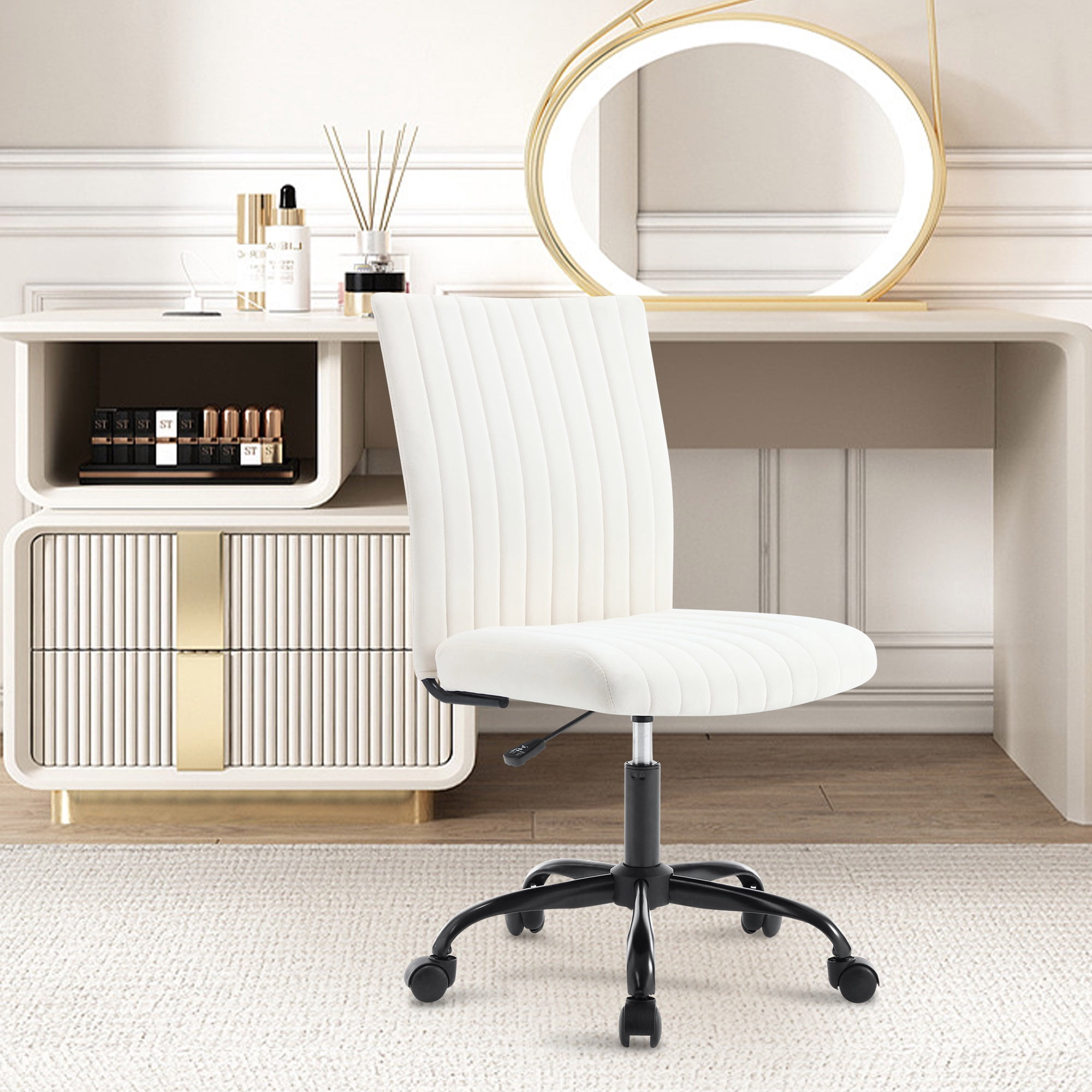 Hawguar Height Adjustment and Armrest Office Desk Chair, Off White — free download