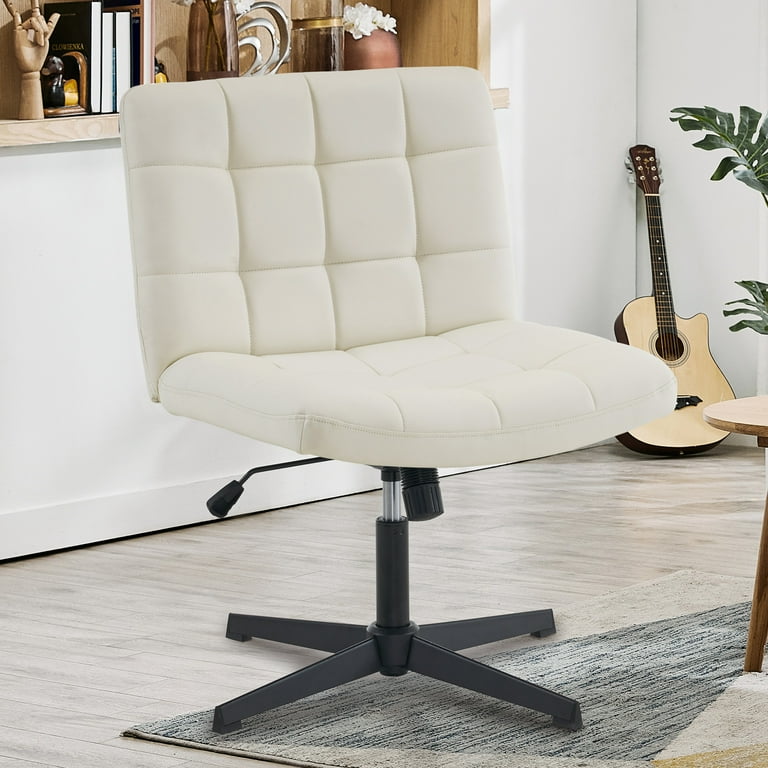 Minimalist Wide Bedroom Armless Home Office Task Desk Chair, PU