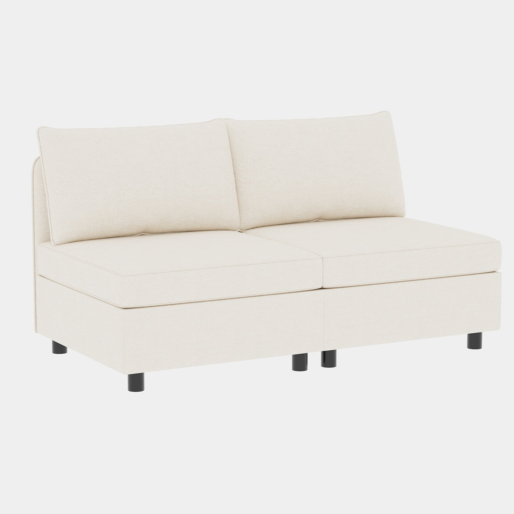 Armless Loveseat Couches, 2 Seater Modern Sofa Couch with Storage Space ...