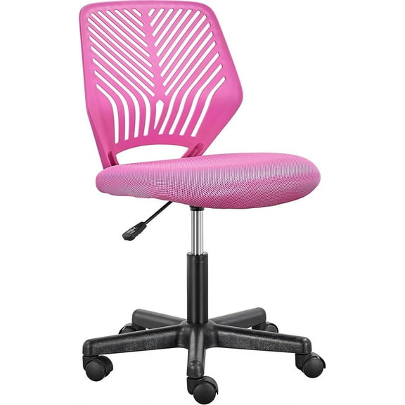 Armless Office Chair, Adjustable Swivel Mesh Computer Study Chair for Small Spaces, Black