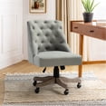 thumbnail image 1 of Armless Office Chair Adjustable Upholstered Swivel Task Vanity Chair with Wheels, Grey, 1 of 12