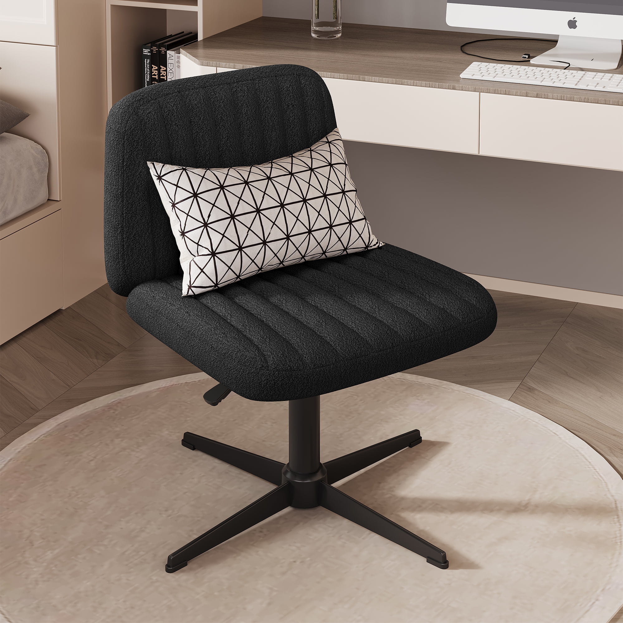 Armless Office Chair with Lumbar Support Pillow Criss Cross