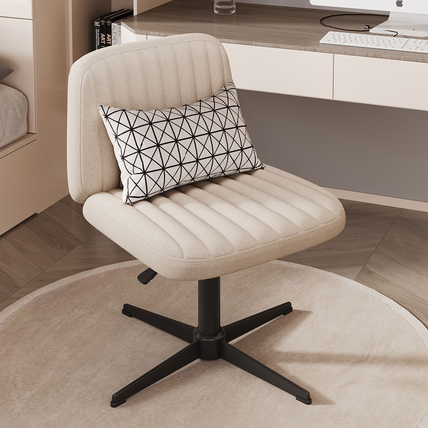 Armless Office Chair with Lumbar Support Pillow Criss Cross