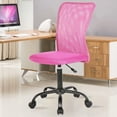 thumbnail image 1 of Armless Office Chair Mesh Desk Chair Adjustable Mesh Computer Chair No Arms Task Rolling Chair with Quiet 360° Swivel Wheels for Adults, Pink, 1 of 7