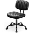 thumbnail image 1 of Armless Office Chair, Swivel Rolling PU Leather Vanity Chair with Back Lumbar Support Height Adjustable Computer Chair, Small Desk Chair for Home Office (Black), 1 of 14