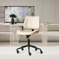 thumbnail image 1 of Armless Office Chair with Wheels, Modern PU Leather Desk Chair with Adjustable Height and 360° Swivel, Walnut Mid-Back Computer Task Chairs for Home, Office, Reading Meeting Room, Beige, 1 of 7
