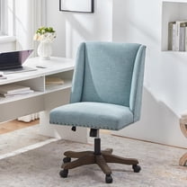 Armless Office Chair with Wooden Legs, Modern Adjustable Home Office Desk Chair Sewing Chair Swivel Chair for Home Office Study Studio (Teal)